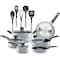 Serenelife Kitchenware Pots & Pans Set - Basic Kitchen Cookware, Black Non-Stick Coating Inside, Heat Resistant SLCW15GLD - alternate 2